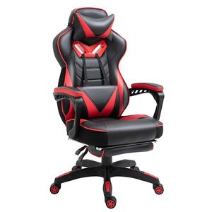 Vinsetto Fotoliu gaming Ergonomic, Fotoliu de birou confortabil cu Suport pentru picioare, Suport pentru cap și pernă lombară, Înălțime reglabilă, negru și roșu | Aosom Romania imagine
