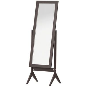 HOMCOM Oglindă pe Podea Oglindă Mare Inclinabilă pentru Dressing Camera dim. 47L x 46l x 148H cm din Lemn Maro Închis | Aosom Romania imagine