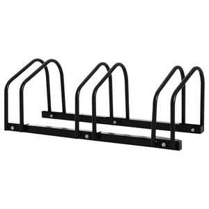 HOMCOM Suport pentru 3 biciclete, depozitare pneuri de 65 mm pe sol sau pe perete, 76 x 33 x 27 cm oțel negru | Aosom Romania imagine