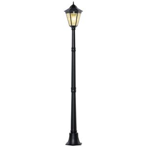 Outsunny Lampa de Gradina cu Celule Solare din Sticla Securizata, Iluminat Exterior 194 cm Inaltime, Lampa de Gradina cu 19 LED-uri 130 Lumen 3000K pentru Gradina, Decor Balcon, Negru | Aosom Romania imagine