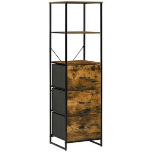 HOMCOM Mobilier de depozitare cu rafturi și 3 sertare din material textil pliabile detașabile, stil industrial, dim. 44L x 40l x 155Î cm | Aosom Romania imagine