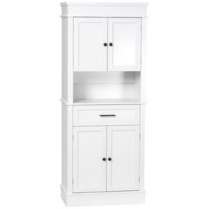 HOMCOM Bufet de cuisine armoire de cuisine multi-rangements 2 dulapuri 2 uși sertar nișă MDF panouri particule E1 alb | Aosom Romania imagine