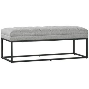 HOMCOM Banc design modern, scaun căptușit în material aspect lin gri și structură din metal negru, suport 200 kg, 120x44x45, 5cm | Aosom Romania imagine