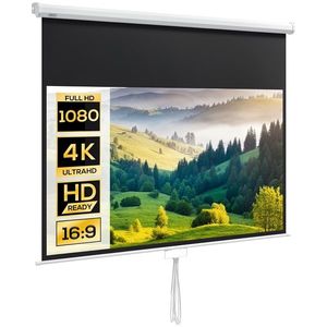 HOMCOM Ecran de proiecție TV și Home Cinema 80 de inch 16: 9 4K HD, fixare pe perete sau tavan, 187 x 8 x 150 cm | Aosom Romania imagine