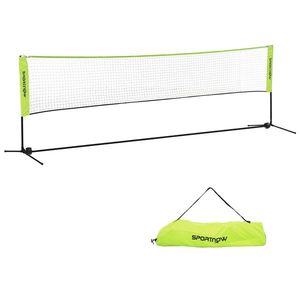 SPORTNOW Plasă de badminton, plasă portabilă, înălțime ajustabilă 107-155 cm, cu geantă de transport, cadru metalic, negru, galben | Aosom Romania imagine