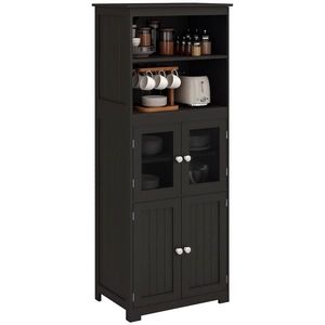 Bufet bucătărie HOMCOM cu sertare, dulapuri de depozitare multi-rangements dim. 60L x 30A x 162Î cm negru | Aosom Romania imagine