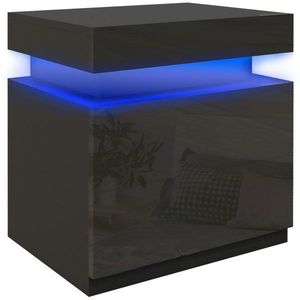 HOMCOM Noapte, masă laterală, lumini LED RGB, panou înalt lucios cu 2 sertare pentru living dormitor negru | Aosom Romania imagine