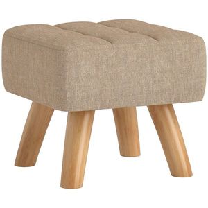 HOMCOM Repose pied salon ottoman scaun căptușit în material textil cu picioare din lemn 27 x 27 x 26 cm marron clair | Aosom Romania imagine