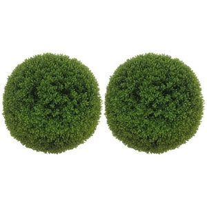 HOMCOM Set de 2 bule de bux artificial de 40 cm decorațiuni pentru interior sau exterior verde închis | Aosom Romania imagine