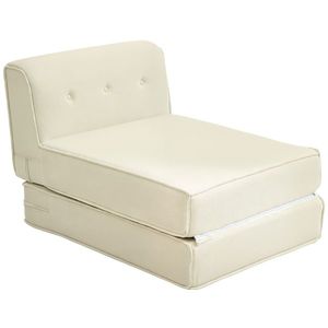 HOMCOM Canapea-lit pliabil cu spătar capitonat, fotoliu convertibil, pat suplimentar, salon, birou, alb crem | Aosom Romania imagine