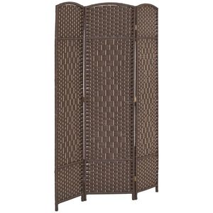 HOMCOM Paravan interior din lemn 3 panouri separator de cameră pliabil pentru living dormitor 135 x 180 cm maro | Aosom Romania imagine