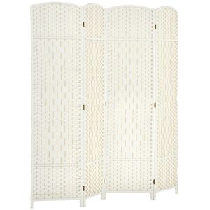 HOMCOM Paravent interior din lemn 4 panouri divizor de cameră pliabil pentru sufragerie dormitor 180 x 180 cm alb | Aosom Romania imagine