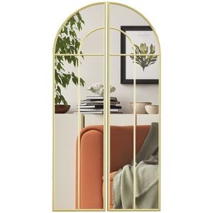 HOMCOM Miroir mural arc 30 x 120 cm, mare miroir decorativ cu ramă metalică, pentru living, cameră, hol, nuanță auriu | Aosom Romania imagine