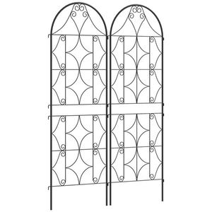 Outsunny Suport pentru plante cățărătoare cu model lot de 2 treic de grădină pentru vițe flori legume metal 50 x 150 cm negru | Aosom Romania imagine