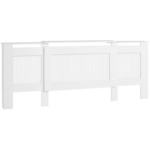 HOMCOM Acoperire radiator, design cu lamele, lungime ajustabilă 125-201 cm, MDF, Alb | Aosom Romania imagine