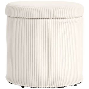 HOMCOM Pouf de depozitare 32 L, pouf pentru salon din catifea călită cu capac greutate maximă 120 kg, pentru hol, cameră, salon, bej | Aosom Romania imagine
