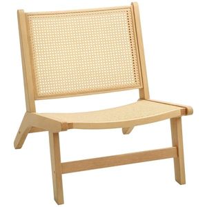 HOMCOM Fotoliu din Răchită, Fotoliu de Lectură, Cadru din Lemn, Design Larg, 64 x 70 x 74 cm, Lemn Natural | Aosom Romania imagine