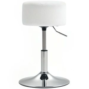 HOMCOM Taburet, cu pernă, cu cadru metalic, aspect de catifea, înălțime reglabilă, 360° rotativ alb | Aosom Romania imagine
