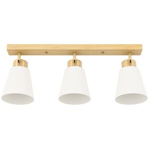 HOMCOM Candelabru de tavan cu 3 puncte de lumină reglabile la 90° și socluri E27, culoare lemn | Aosom Romania imagine