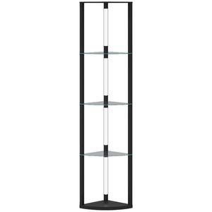 HOMCOM Lampă de podea cu 5 rafturi și lumină LED, 3 niveluri de luminozitate și întrerupător cu pedale, Negru | Aosom Romania imagine