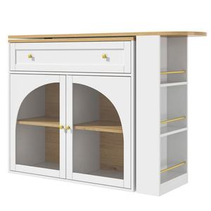 Masă de bar extensibilă cu spațiu de depozitare, Alb | Aosom Romania imagine