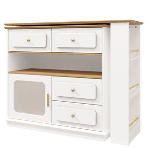 Masă de bar extensibilă cu spațiu de depozitare, Alb | Aosom Romania imagine