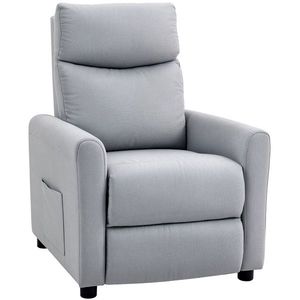 HOMCOM Fotoliu Reclinabil 135° max în Material cu Efect de In, Spumă, Oțel și Lemn, 73x86x100 cm, Gri Deschis | Aosom Romania imagine