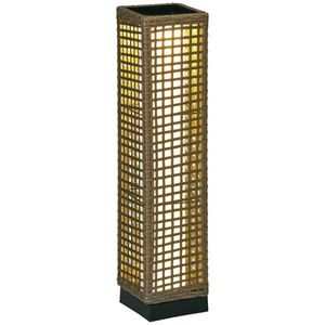 Lampa Outsunny de Gradina Solara cu Panou Superior de Reincarcare, din Otel si Ratan, 15.5x15.5x69 cm, Negru si Maro | Aosom Romania imagine