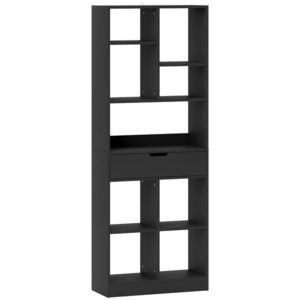 HOMCOM Bibliotecă mobilier de depozitare cu sertar și rafturi deschise, 60 x 26 x 158 cm, negru | Aosom Romania imagine