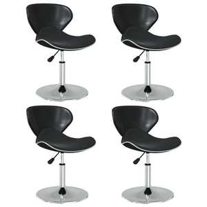 vidaXL Scaune de sufragerie, 4 buc., negru, piele ecologică imagine