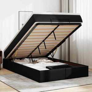 vidaXL Cadru de pat otoman saltea neagră 120x200cm piele artificială imagine