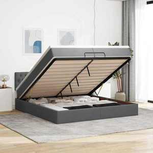 vidaXL Cadru de pat otoman cu saltea țesătură gri închis 200x200 cm imagine