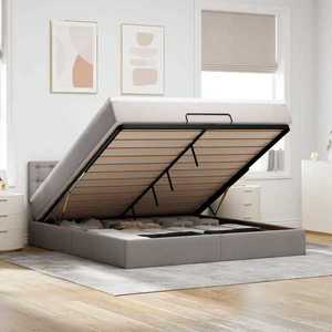 vidaXL Cadru de pat otoman cu saltea Taupe 160x200cm Material imagine