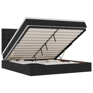 vidaXL Cadru de pat otoman cu saltea țesătură neagră 160x200cm imagine