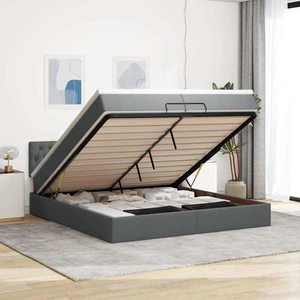 vidaXL Cadru de pat otoman cu saltele țesătură gri închis 200x200cm imagine