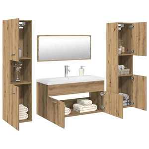 vidaXL Set mobilier de baie, 5 piese, stejar artizanal, lemn prelucrat imagine