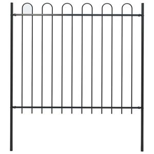 vidaXL Gard de grădină cu vârf circular, oțel, 181x150 cm, negru imagine