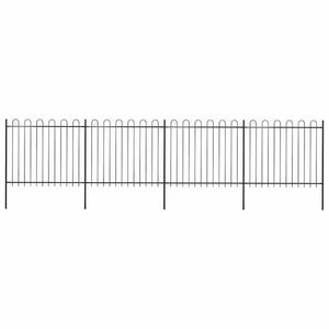 vidaXL Gard de grădină cu vârf circular din oțel 714, 5 x 150 cm, negru imagine