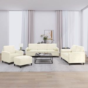vidaXL Set de canapele cu perne, 4 piese, crem, catifea imagine