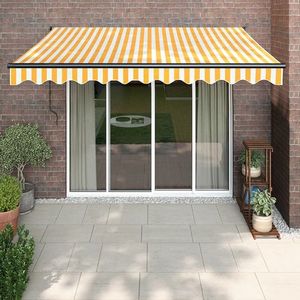 vidaXL Copertină retractabilă, galben/alb, 3, 5x2, 5 m, textil/aluminiu imagine