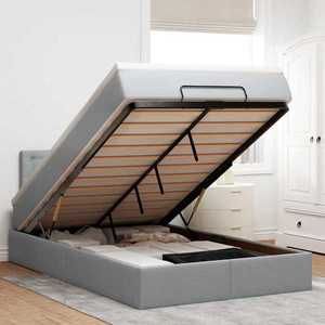 vidaXL Pat otoman cu saltea țesătură gri deschis 120x190 cm imagine