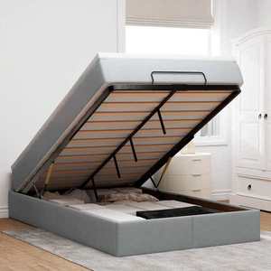 vidaXL Cadru de pat otoman cu saltea țesătură gri deschis 120x190 cm imagine