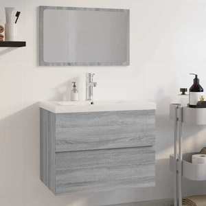 vidaXL Set de mobilier de baie, gri sonoma, lemn prelucrat imagine