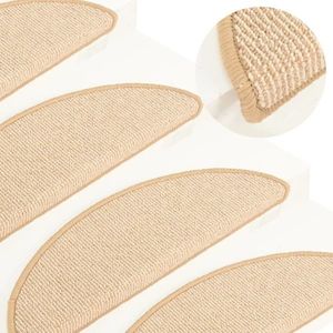 vidaXL Covorașe pentru scări, 15 buc., 65x21x4 cm, crem, semirotunde, mari imagine