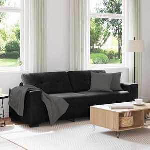 vidaXL Canapea 3 pcs Negru Material textil din in imagine