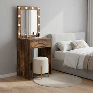 vidaXL Birou de Toaletă Stejar afumat 50 x 41 x 135 cm Lemn compozit imagine