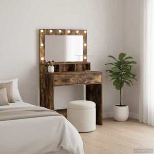 vidaXL Masă de Toaletă Stejar afumat 79 x 41 x 135 cm Lemn compozit imagine