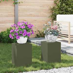 vidaXL Suport pentru plante 2 pcs Olivengrønn 24 x 24 x 35 cm Oțel imagine
