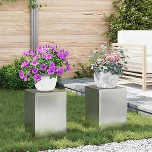 vidaXL Suport pentru plante 2 pcs Argintiu 24 x 24 x 35 cm imagine