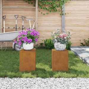 vidaXL Suport pentru plante 2 pcs Ruginit 24 x 24 x 35 cm imagine